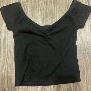 American Eagle Outfitters Black Ruched Crop Top